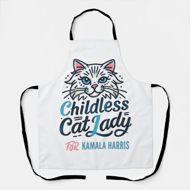 Childless cat lady for Kamala Harris Apron (Front)