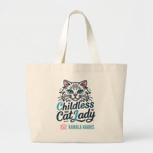 Childless cat lady for Kamala Harris Large Tote Bag