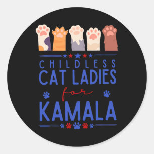 Childless Cat Lady For Kamala Harris Tim Waltz 202 Classic Round Sticker