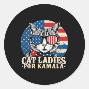 Childless Cat Lady For Kamala Harris Voting Classic Round Sticker