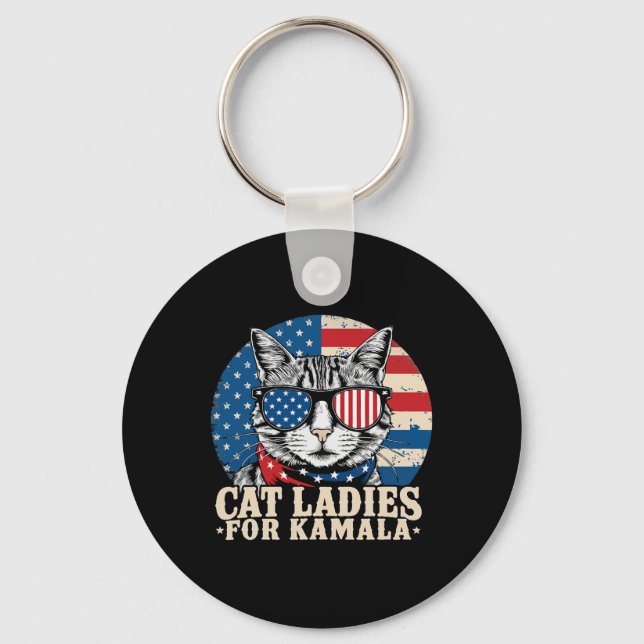 Childless Cat Lady For Kamala Harris Voting  Key Ring (Front)