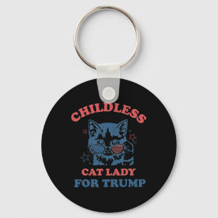 Childless Cat Lady For Trump Funny 2024 Election  Key Ring
