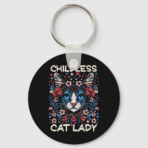 Childless Cat Lady Funny Cat Lover 4 Key Ring