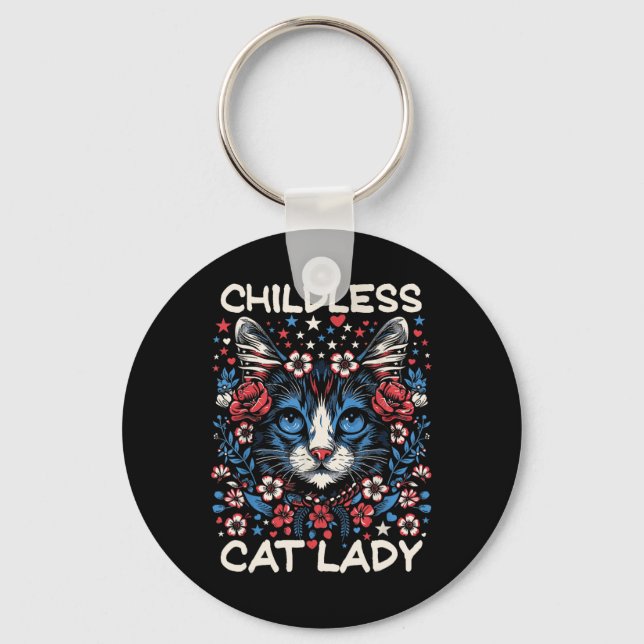 Childless Cat Lady Funny Cat Lover 4  Key Ring (Front)