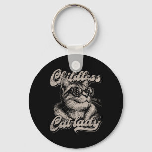 Childless Cat Lady Funny Cat Lover Graphic  Key Ring