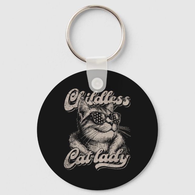 Childless Cat Lady Funny Cat Lover Graphic  Key Ring (Front)