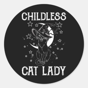 Childless Cat Lady Halloween Cat Shirt For Women Classic Round Sticker