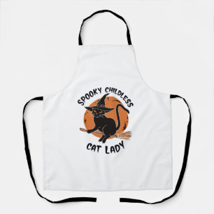 Childless Cat Lady Halloween Spooky Witch Election Apron