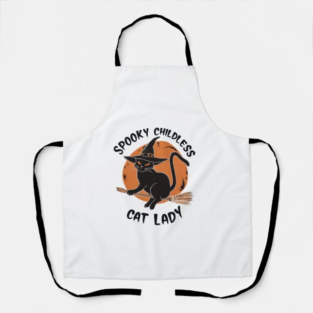 Childless Cat Lady Halloween Spooky Witch Election Apron (Front)