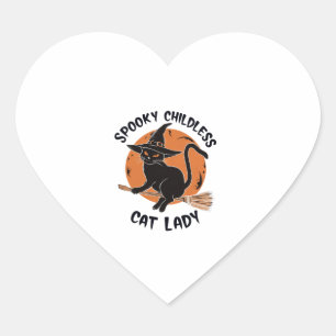 Childless Cat Lady Halloween Spooky Witch Election Heart Sticker