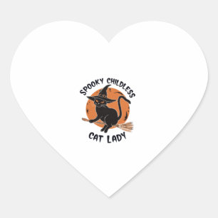 Childless Cat Lady Halloween Spooky Witch Election Heart Sticker