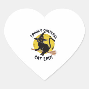Childless Cat Lady Halloween Spooky Witch Election Heart Sticker