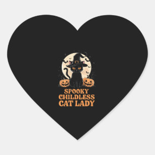 Childless Cat Lady Halloween Spooky Witch Election Heart Sticker
