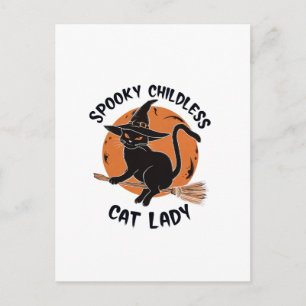 Childless Cat Lady Halloween Spooky Witch Election Postcard