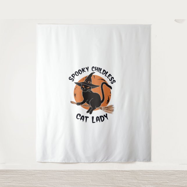 Childless Cat Lady Halloween Spooky Witch Election Tapestry (Front)