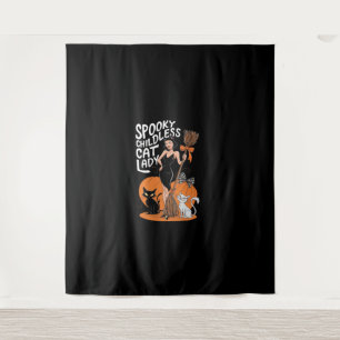 Childless Cat Lady Halloween Spooky Witch Election Tapestry