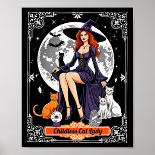 Childless Cat Lady Halloween Witch Cats Witchy Spo Poster