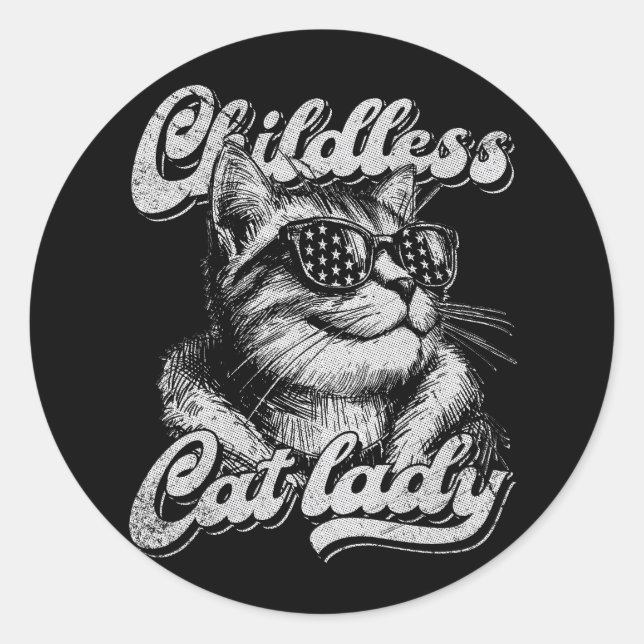 Childless Cat Lady Kamala Harris 2024 Classic Round Sticker (Front)