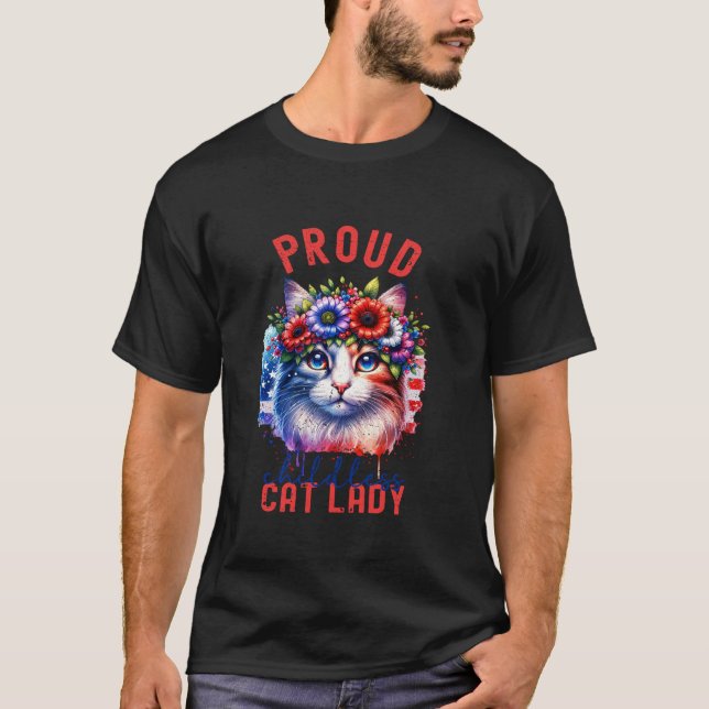 Childless Cat Lady Kamala Harris Patriotic Politic T-Shirt (Front)
