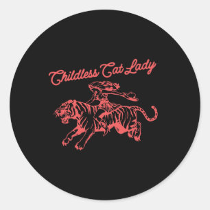 Childless Cat Lady Retro Cowboy Girl Classic Round Sticker