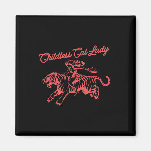 Childless Cat Lady Retro Cowboy Girl Magnet