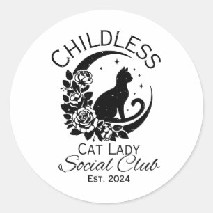 Childless Cat Lady Social Club Meme Cat Kamala Har Classic Round Sticker