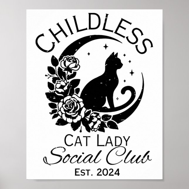 Childless Cat Lady Social Club Meme Cat Kamala Har Poster (Front)