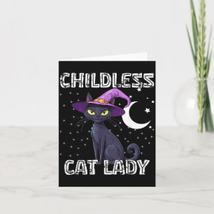 Childless Cat Lady Spooky Witch Hat Cat Black Card