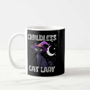 Childless Cat Lady Spooky Witch Hat Cat Black Coffee Mug