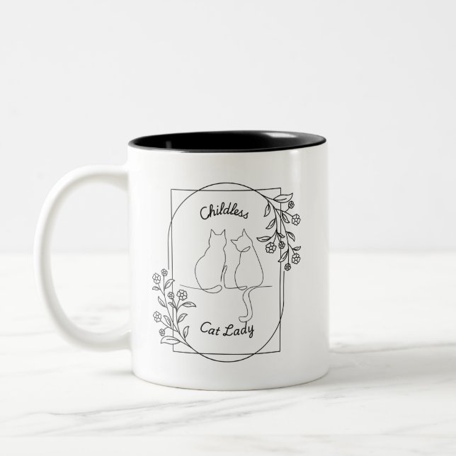 Childless Cat Lady Two-Tone Coffee Mug (Left)