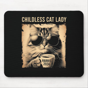Childless Cat Lady Vintage Coffee Cat Kamala Harri Mouse Pad