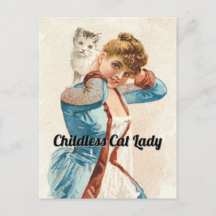 Childless Cat Lady Vintage Postcard
