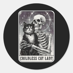 Childless Cat Lady Vintage Tarot  Classic Round Sticker