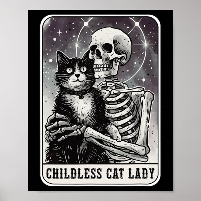 Childless Cat Lady Vintage Tarot  Poster (Front)