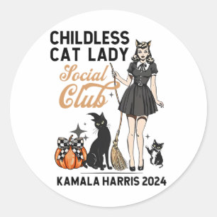 Childless Cat Lady Vote Halloween Witches Feminist Classic Round Sticker