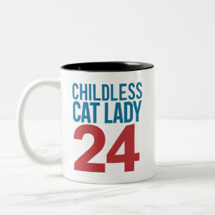 Childless Cat Lady Voting Election 2024 USA  Two-Tone Coffee Mug