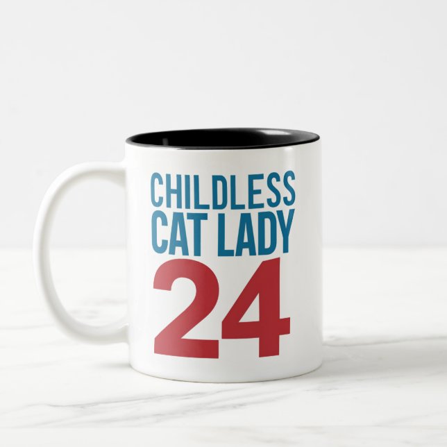 Childless Cat Lady Voting Election 2024 USA  Two-Tone Coffee Mug (Left)