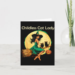 Childless Cat Lady Witch Black Cats Halloween Card