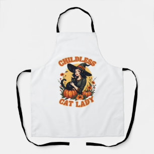 Childless cat lady witch - funny witchy black cat apron