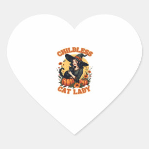 Childless cat lady witch - funny witchy black cat heart sticker