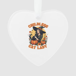Childless cat lady witch - funny witchy black cat ornament