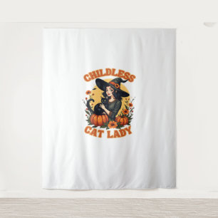 Childless cat lady witch - funny witchy black cat tapestry