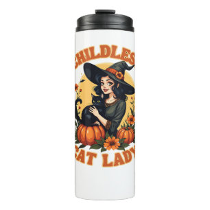 Childless cat lady witch - funny witchy black cat thermal tumbler