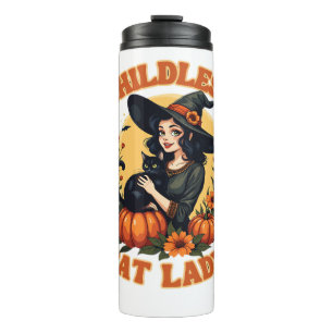 Childless cat lady witch - funny witchy black cat  thermal tumbler