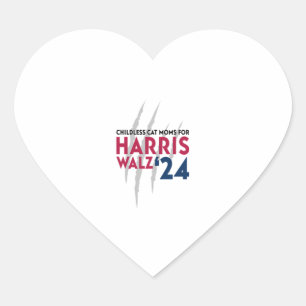Childless Cat Moms for Harris Walz ‘24 Heart Sticker