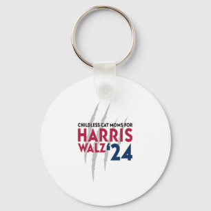 Childless Cat Moms for Harris Walz ‘24 Key Ring