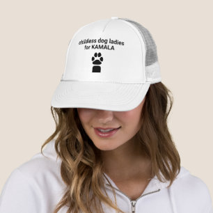 Childless dog ladies for Kamala fun black dog paw Trucker Hat