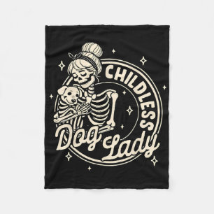 Childless Dog Ladies Funny Dog Skeleton Halloween  Fleece Blanket