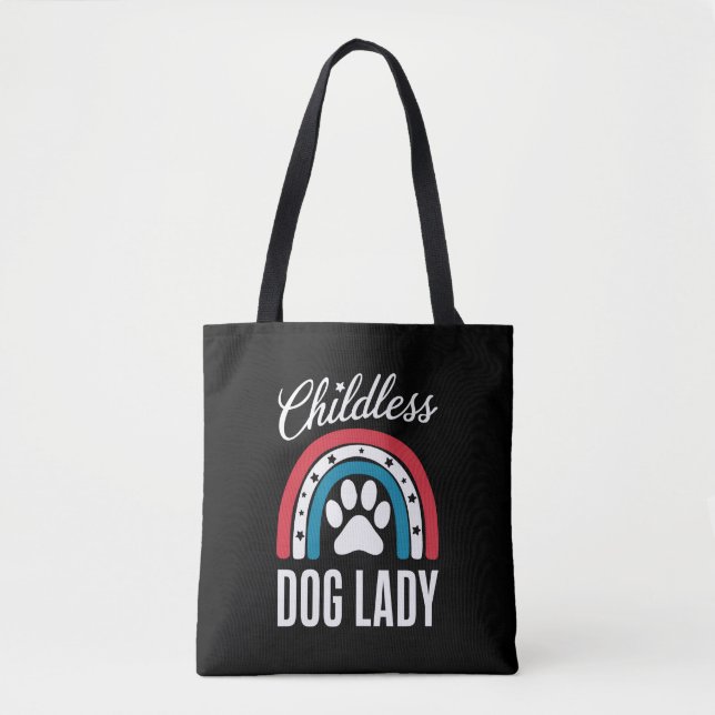 Childless Dog Lady Election Vote 2024 Rainbow USA Tote Bag (Front)