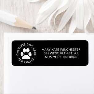Childless dog Lady for kamala cute dog paw black Return Address Label